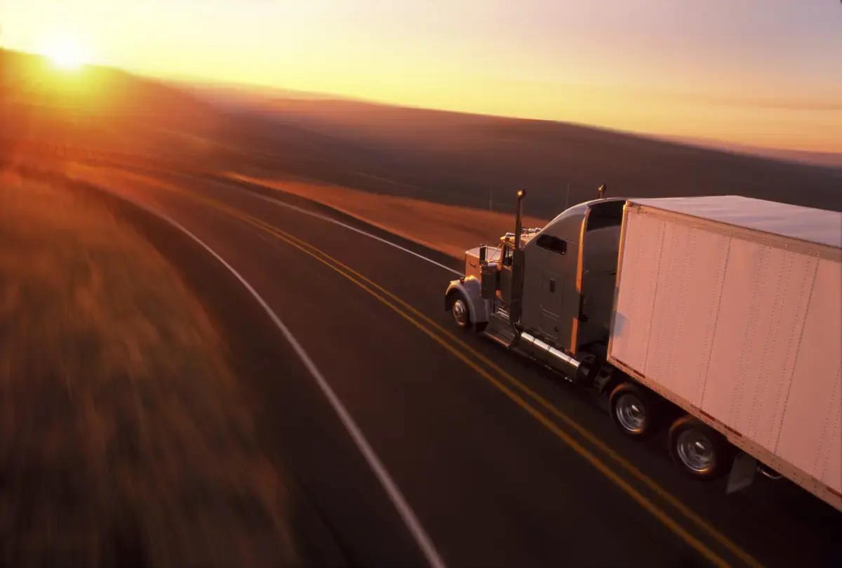 Commercial truck on the open road